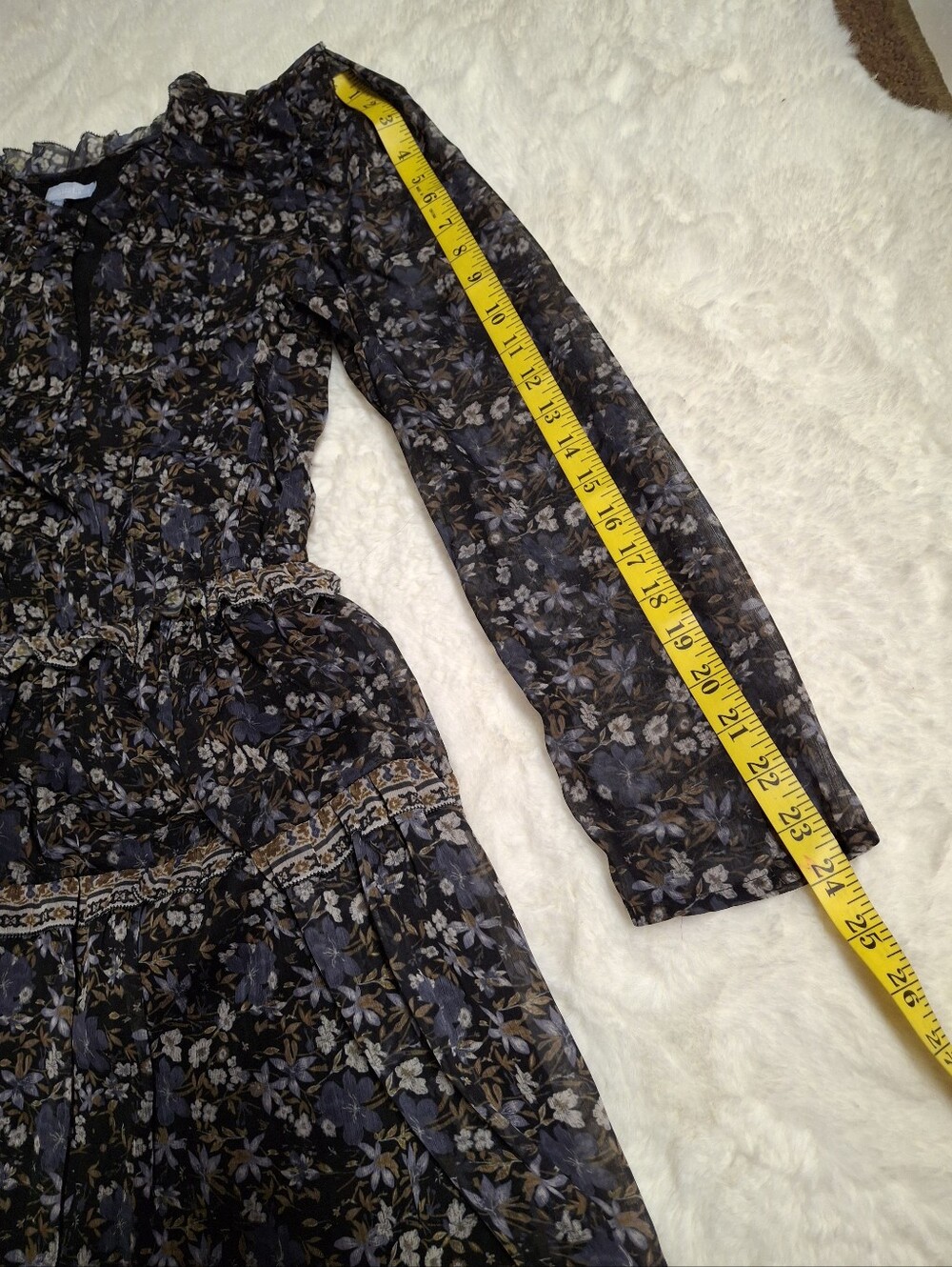 Antonio Melani Floral Tiered Ruffle Maxi Dress Elastic Waist Long Sleeve  Size 8 - Picture 15 of 16